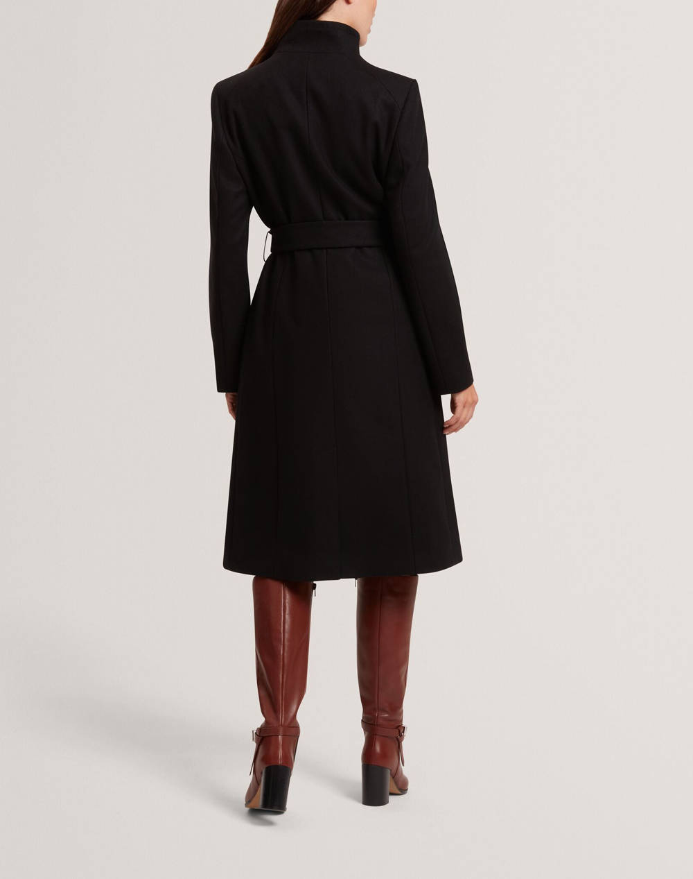 TED BAKER ROSE Mid Length Belted Wool Wrap Coat 282071-BLACK Black φωτογραφία