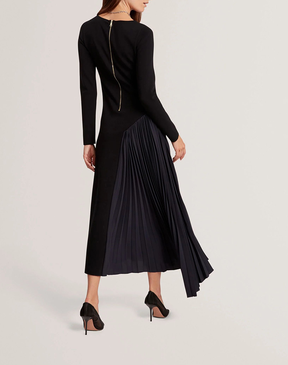 TED BAKER BELVIEE Long Sleeve Knit Midi Dress with Pleat P 281871-NAVY NavyBlue φωτογραφία