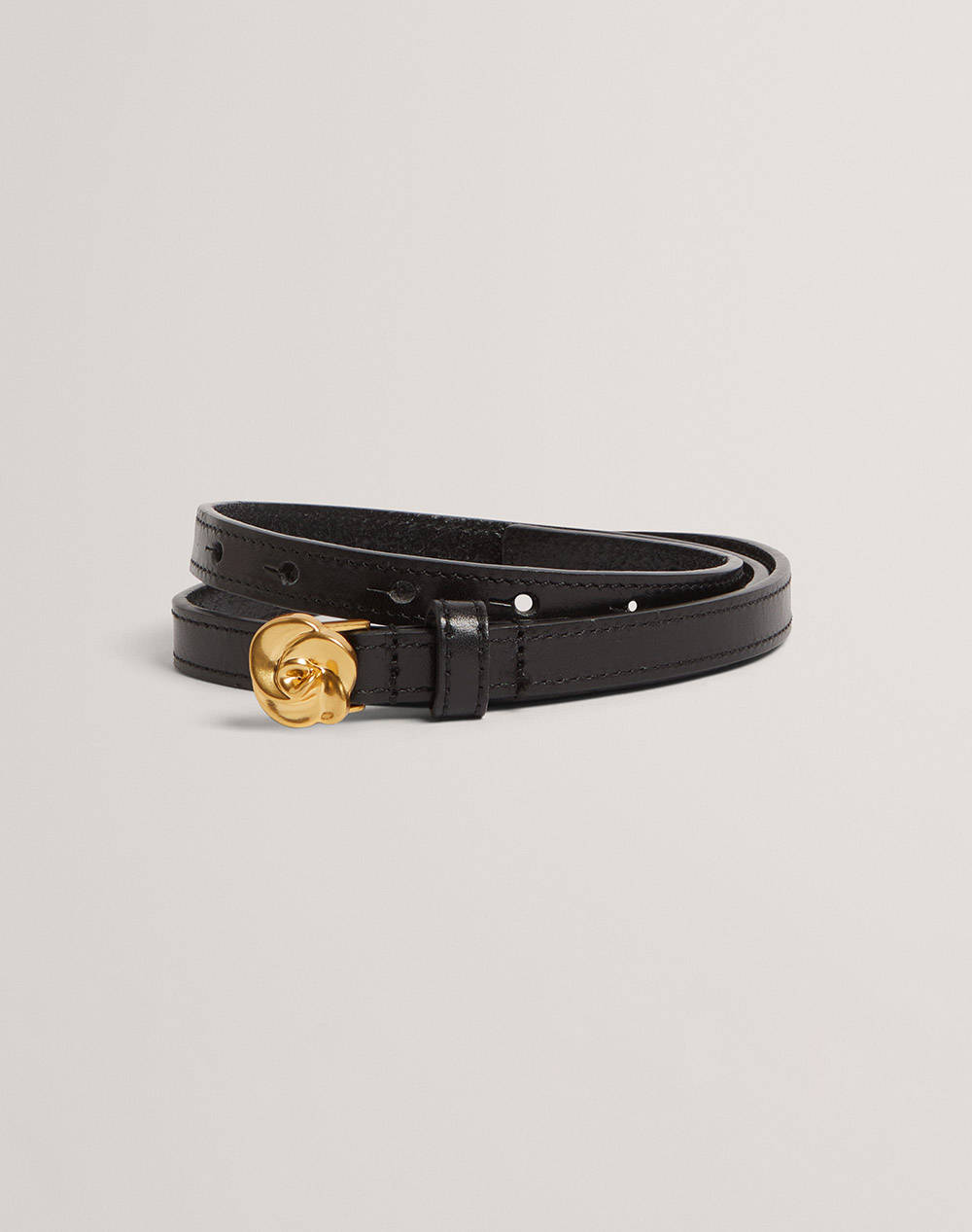 TED BAKER TED BAKER ROOSSI Leather Belt with Rose Hardware 280898-BLACK Black