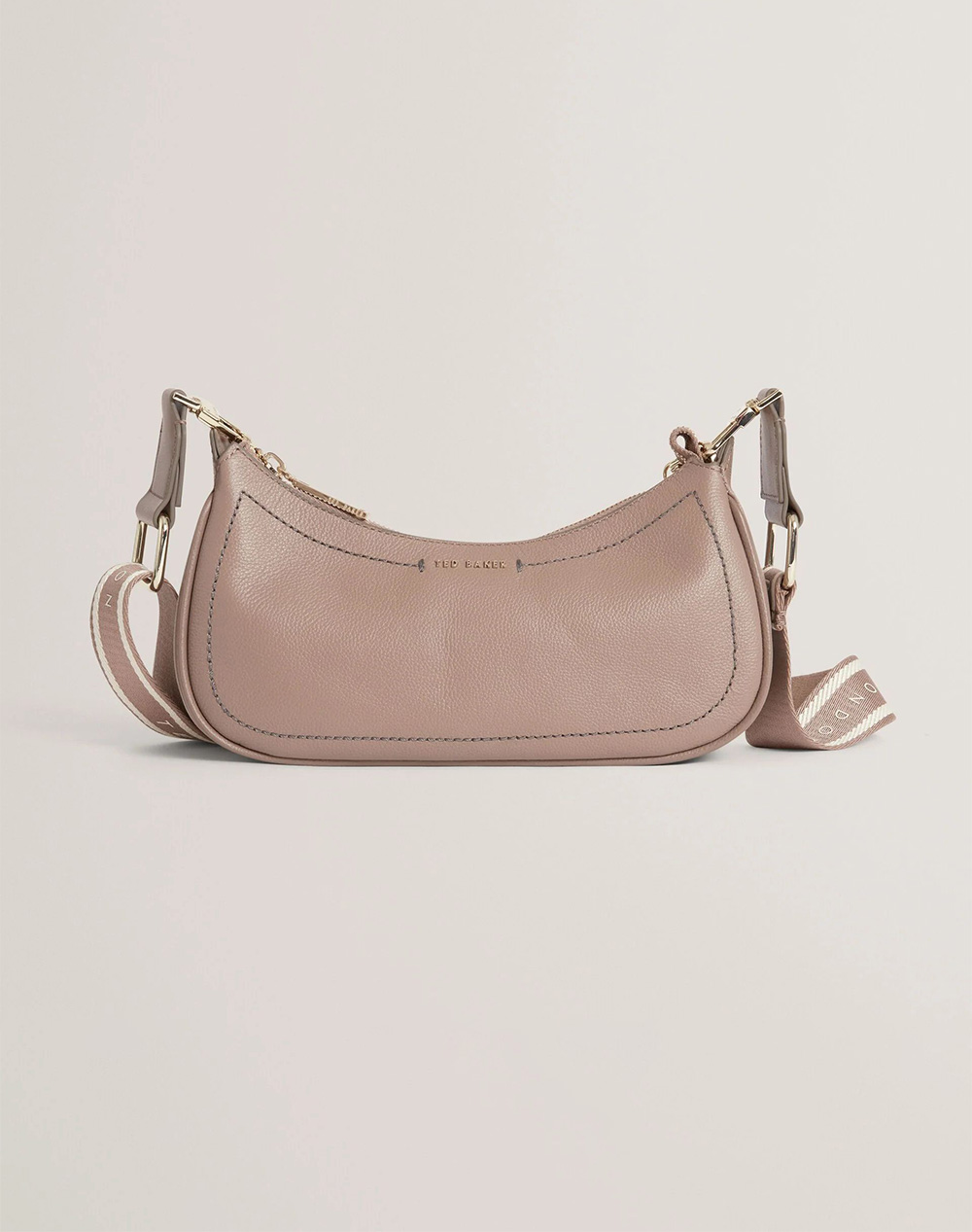 TED BAKER LAARNA Webbing Small Leather Shoulder Bag 281389-TAUPE SandyBrown