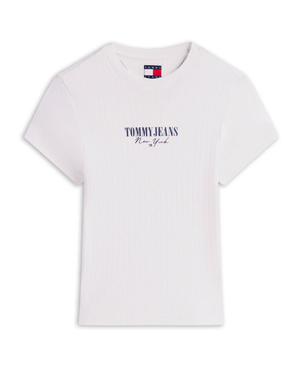 TOMMY JEANS TJW SLIM LOGO 2 POINTELLE TEE DW0DW20899-YBL Ecru