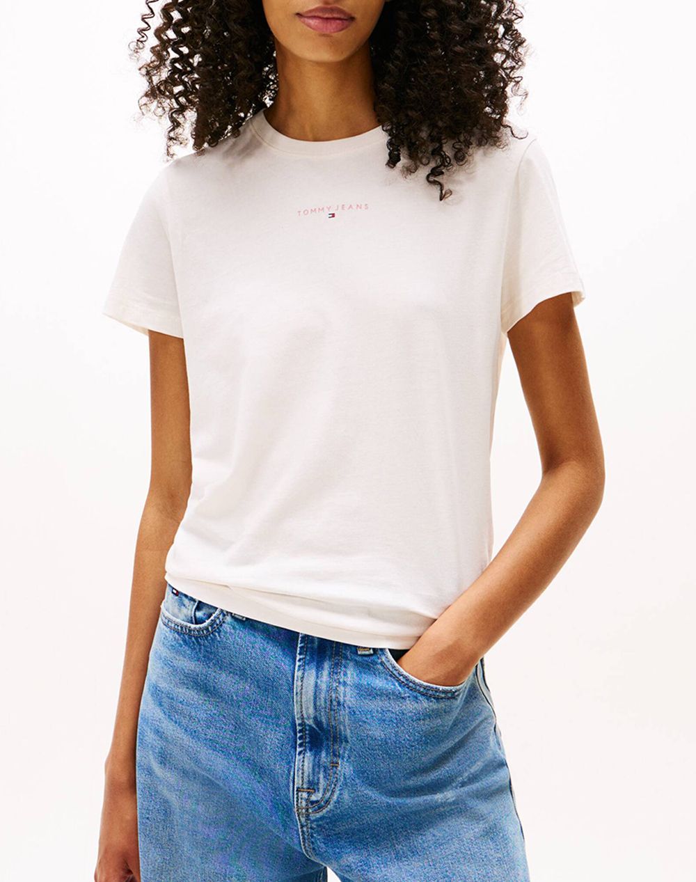 TOMMY JEANS TJW REG LINEAR SS TEE DW0DW21964-YBH Ecru