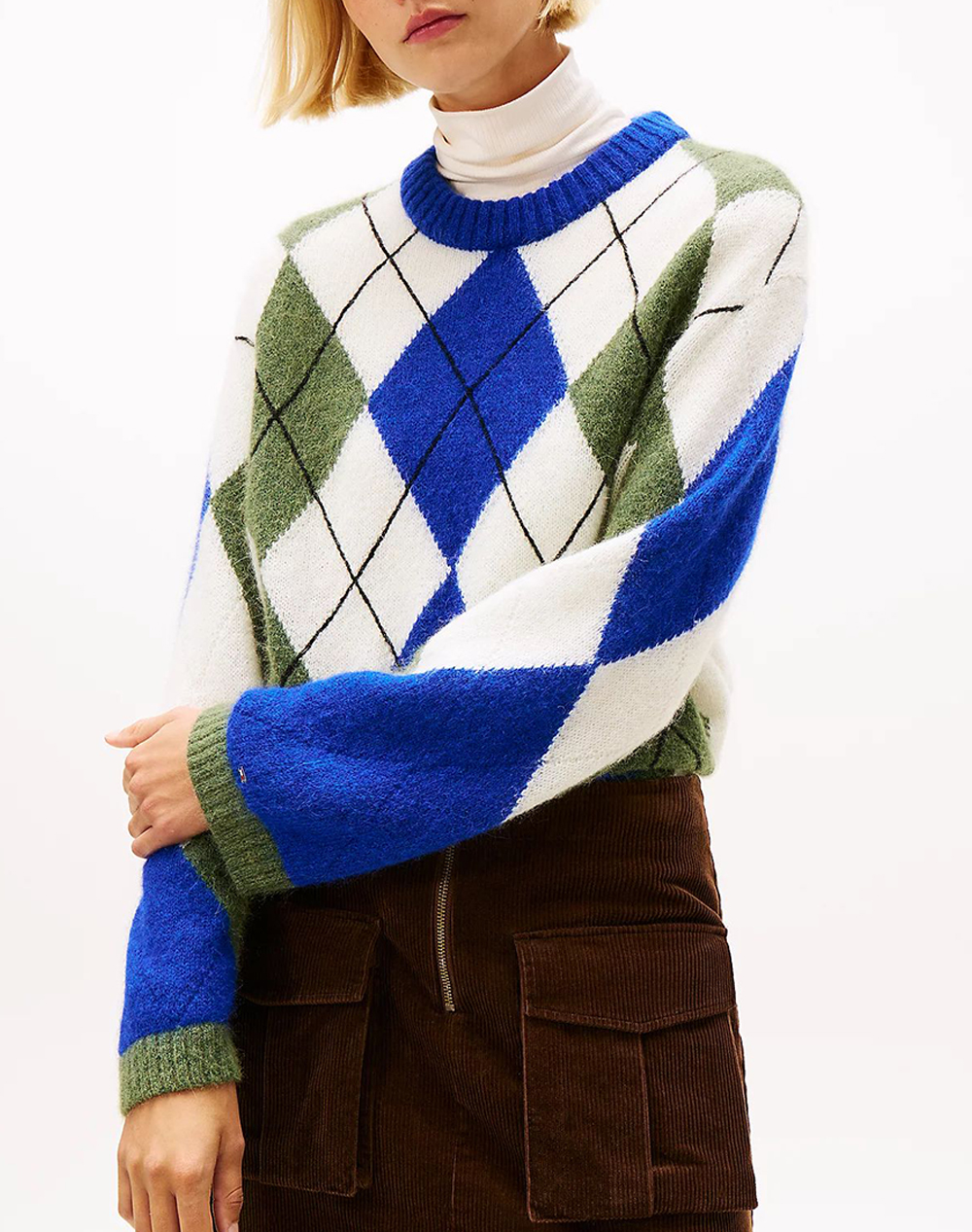 TOMMY HILFIGER ALPACA BLEND ARGYLE C-NK LS SWT WW0WW47464-0ZU Multi