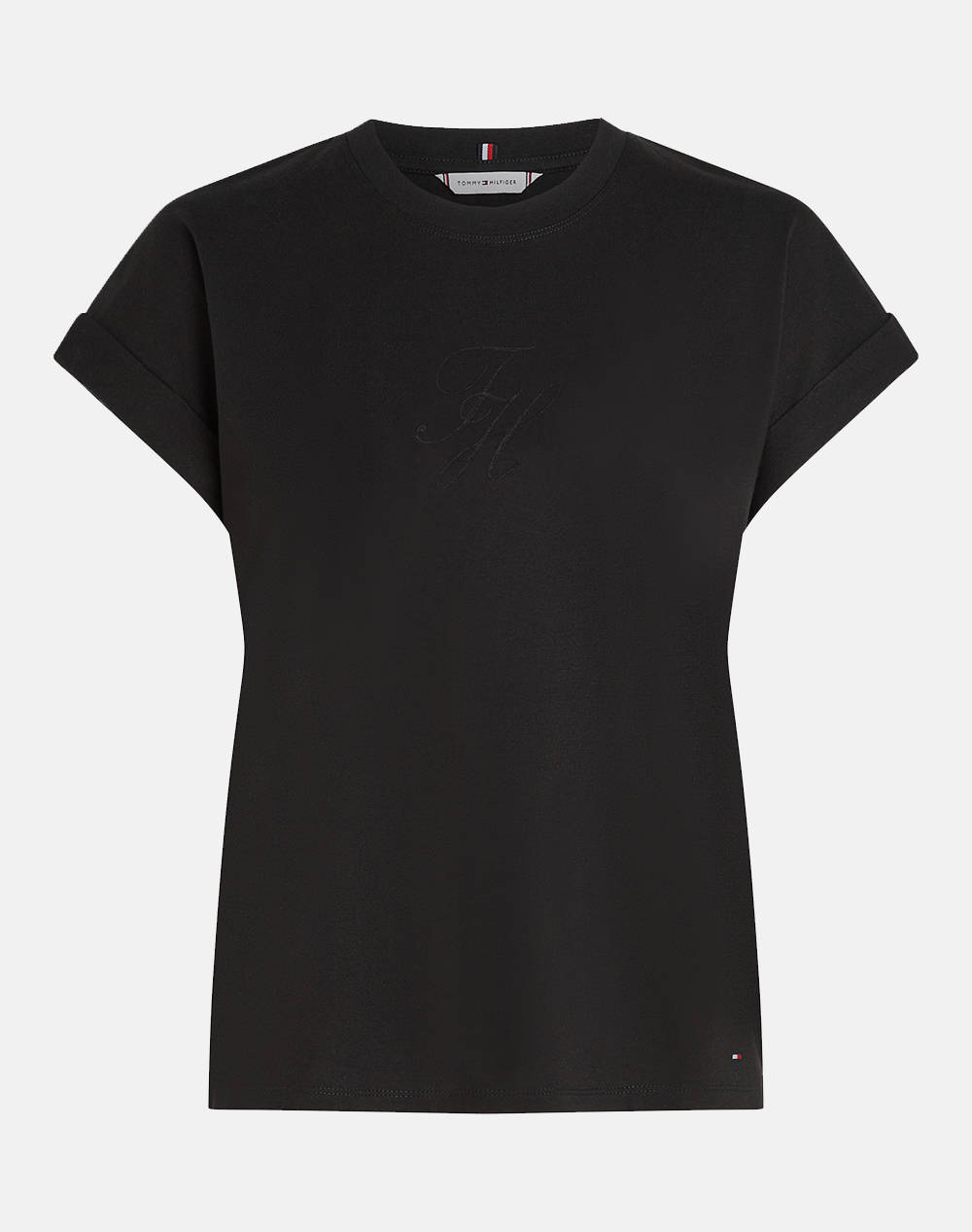 TOMMY HILFIGER FLORAL SCRIPT MDRN C-NK SS TEE WW0WW47157-BDS Black