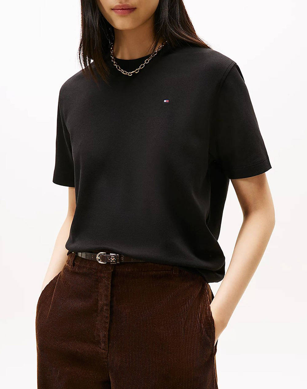 TOMMY HILFIGER MODERN INTERLOCK BOXY SS TEE WW0WW47458-BDS Black