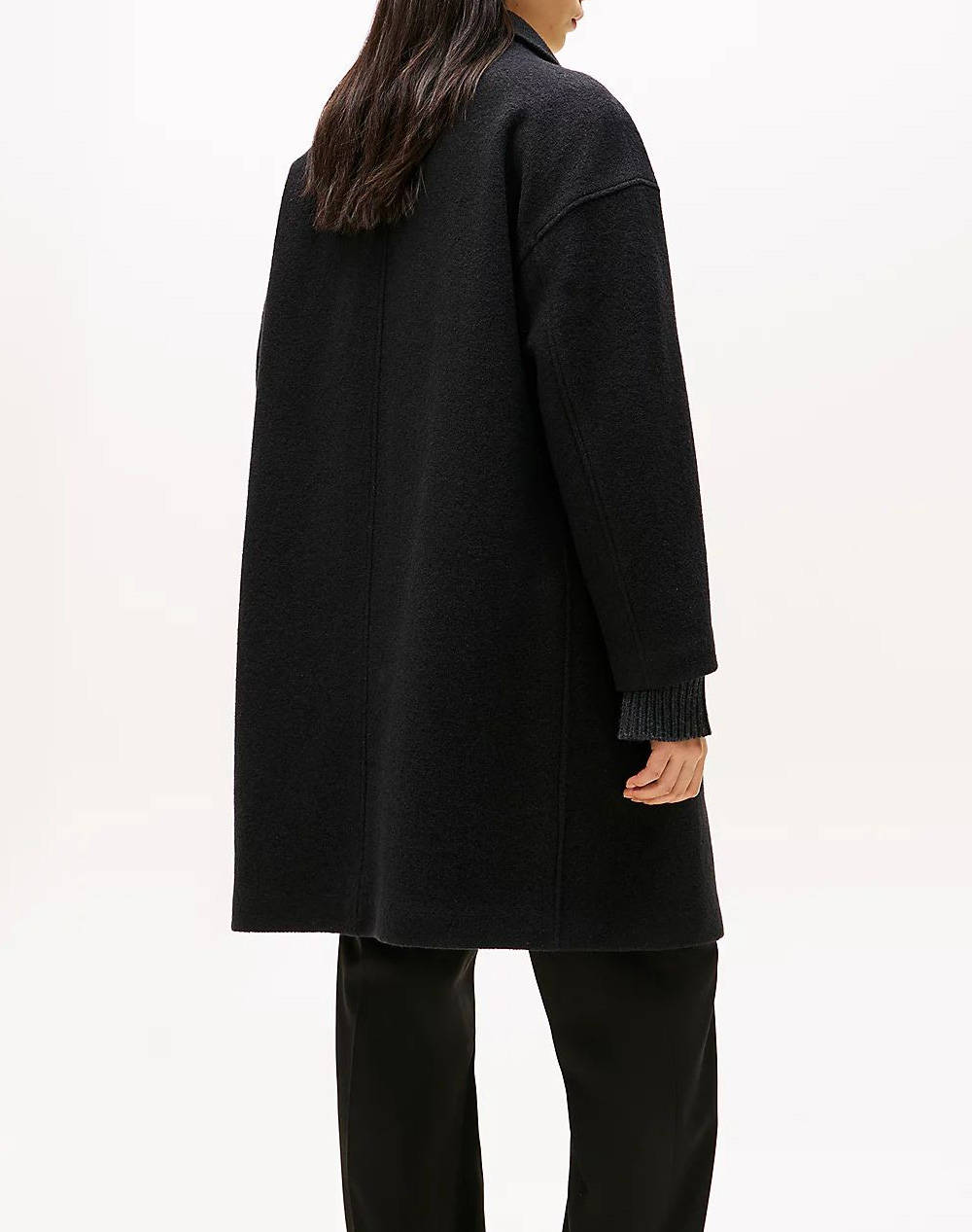 TOMMY HILFIGER WOOL TEXTURE REG FUNNEL NK COAT WW0WW47372-BDS Black φωτογραφία