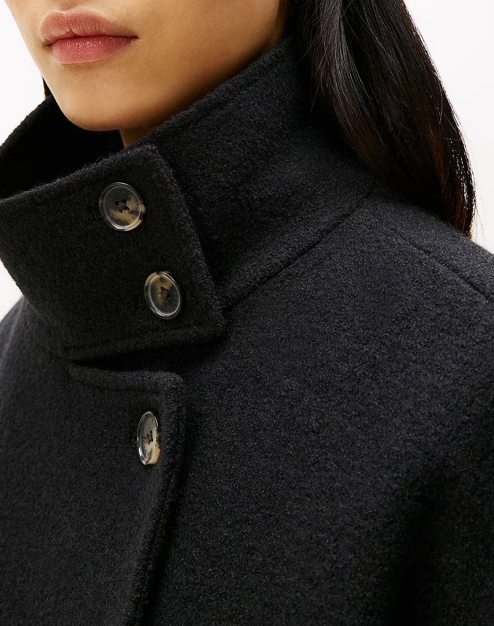 TOMMY HILFIGER WOOL TEXTURE REG FUNNEL NK COAT WW0WW47372-BDS Black φωτογραφία