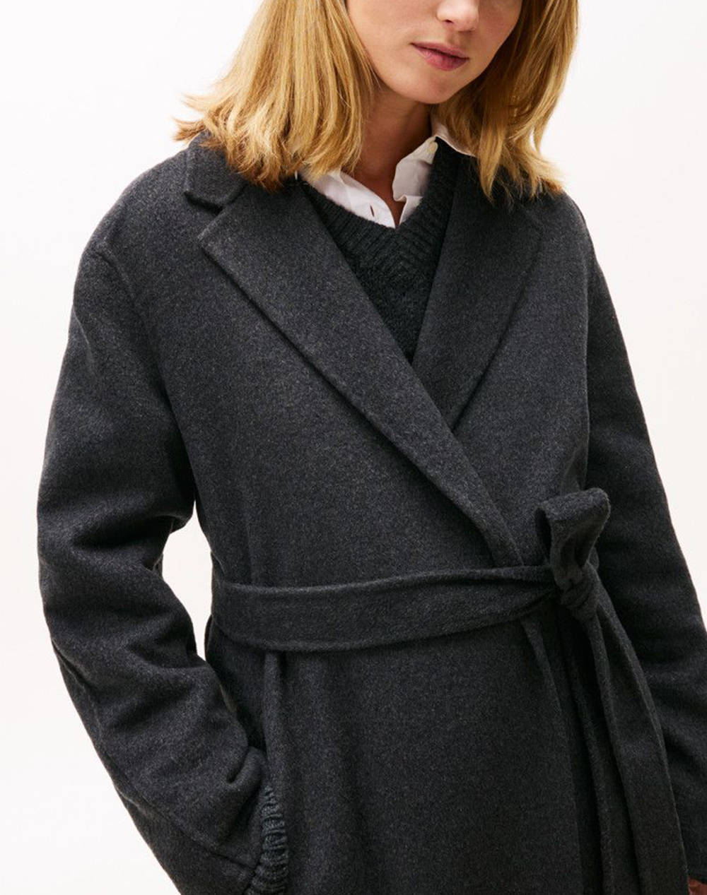 TOMMY HILFIGER DF WOOL REG BELTED MIDI COAT WW0WW47286-P4E DarkGray φωτογραφία