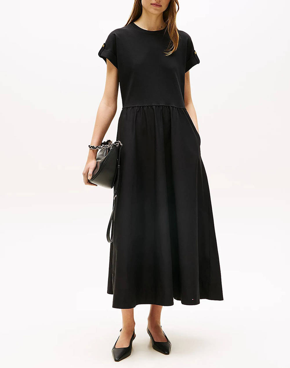 TOMMY HILFIGER MODERN CODY MIDI MIX F&F DRS WW0WW46711-BDS Black