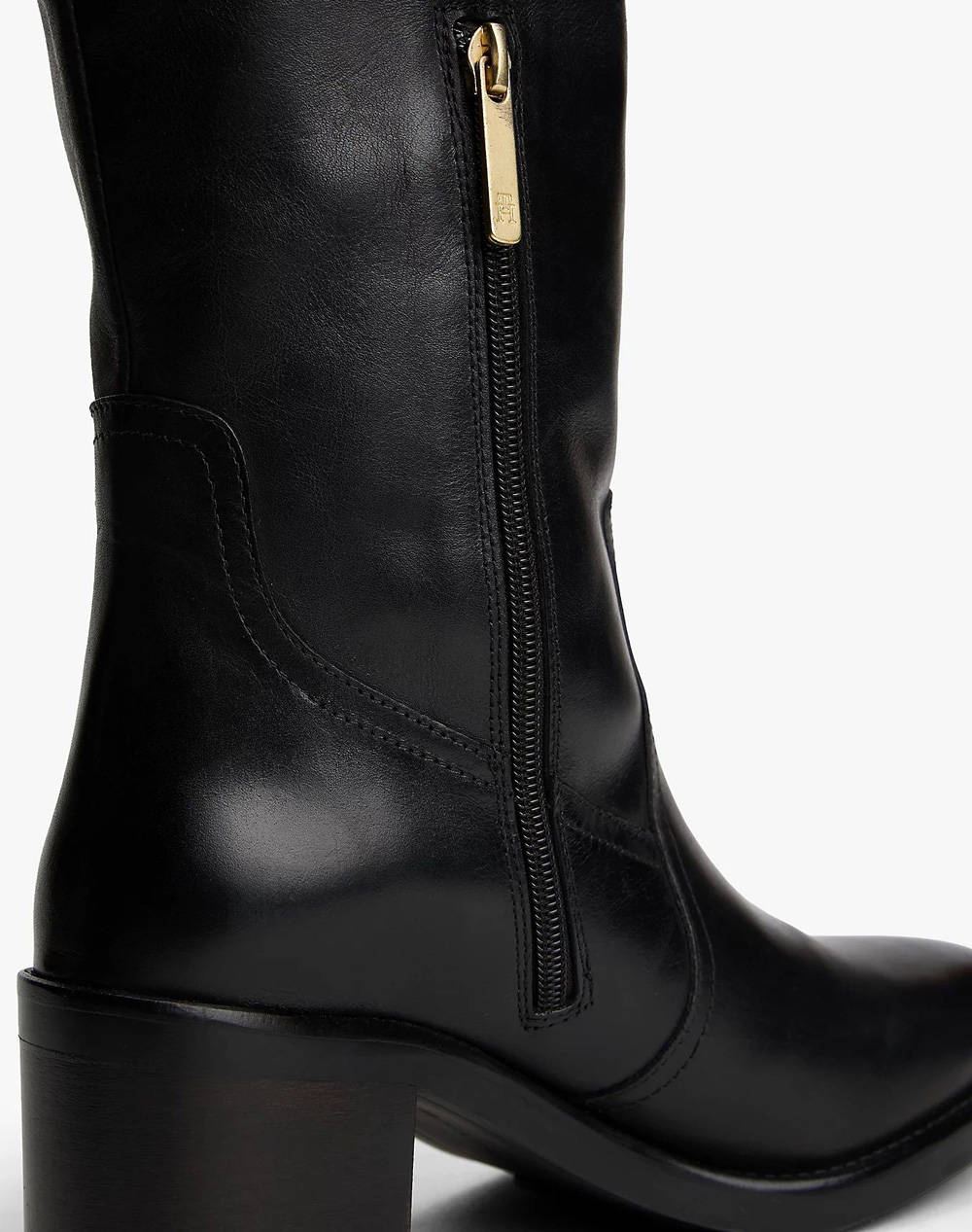 TOMMY HILFIGER RIDING LTHR LONG BOOT BLOCK HEEL FW0FW08777-BDS Black φωτογραφία