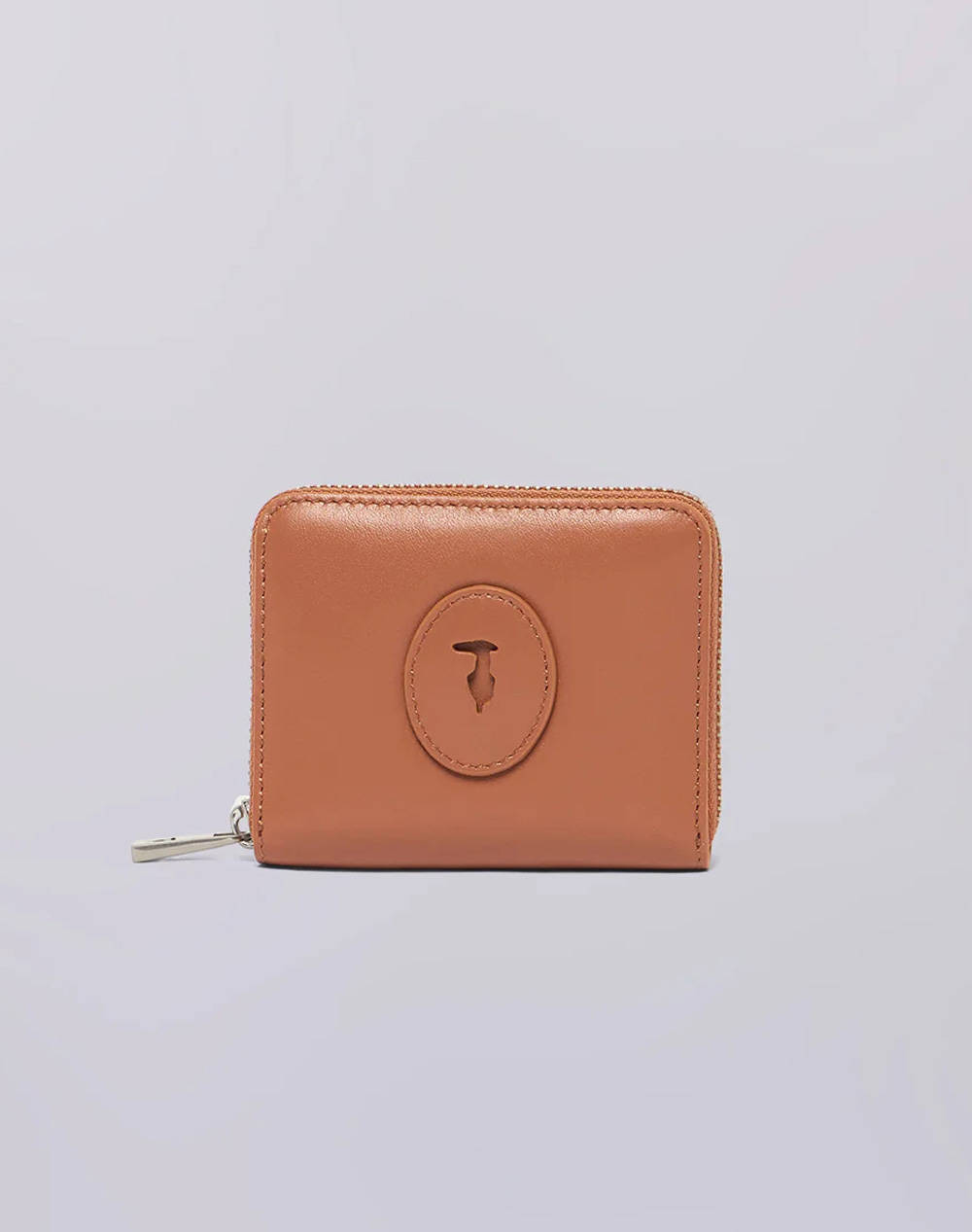 TRUSSARDI TRUSSARDI SOCIETY ZIP AROUND WALLET MD - CALF LEATHER (Διαστάσεις: 11 x 9εκ.) WWZ03L11-022 Tan