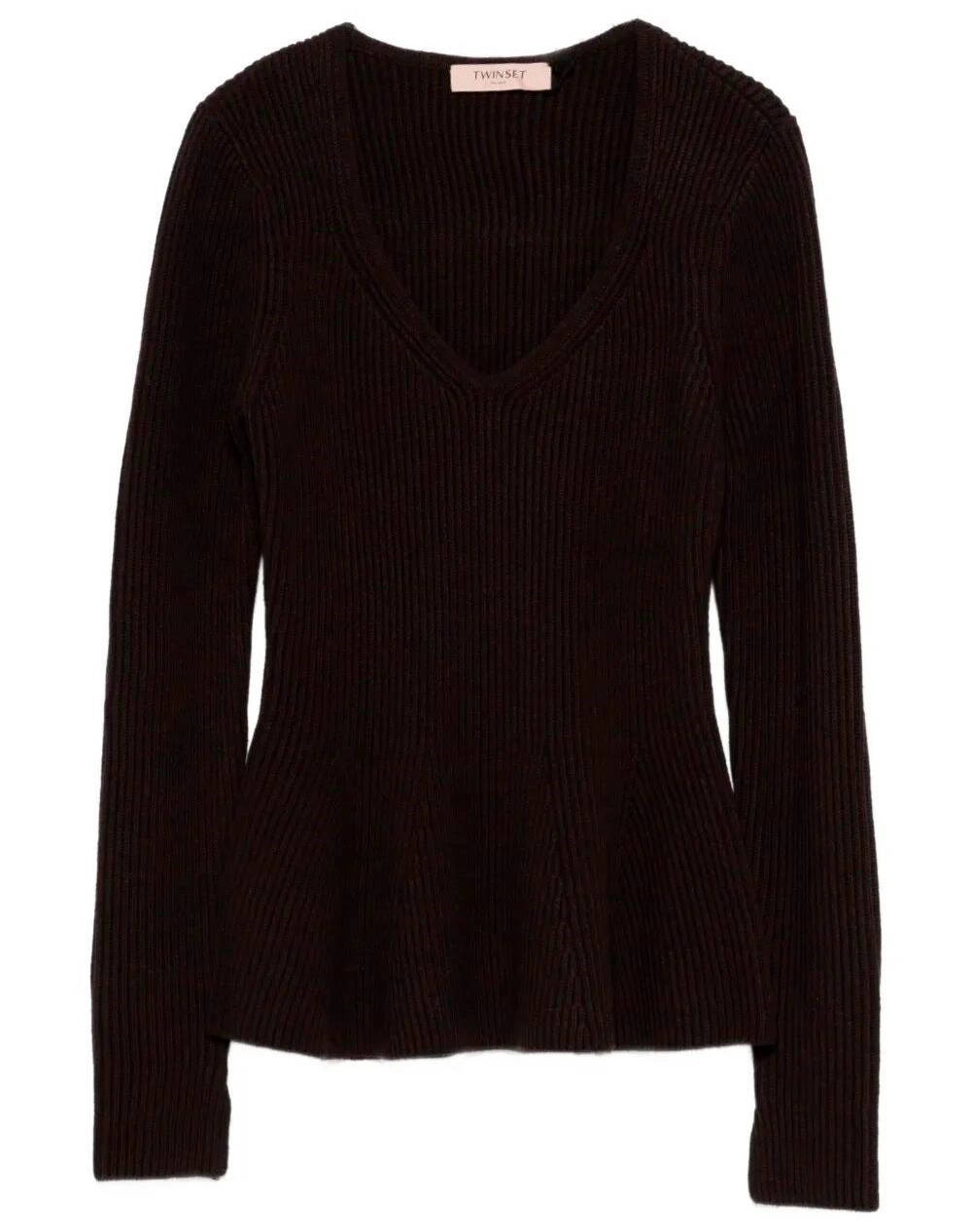 Twinset Πλεκτο 252Tt3141-11054 Darkbrown Γυναικεία ρούχα μπλούζες Πλεκτά Politikos Shop Πολιτικός