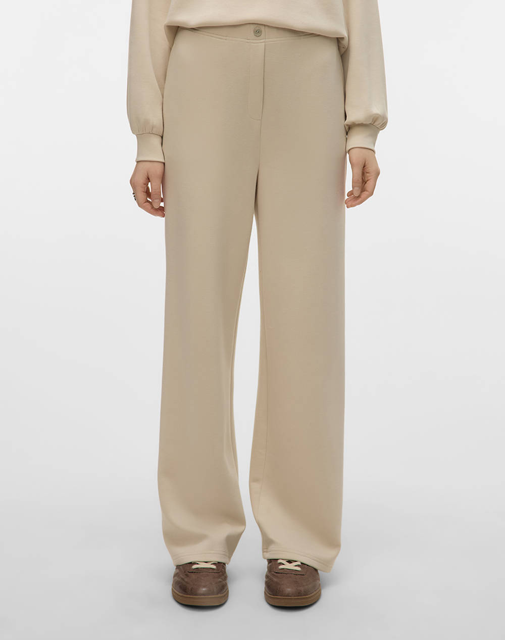 VERO MODA VERO MODA VMHALI HW WIDE PANT JRS GA BOO 10331767-Pumice Stone Ecru