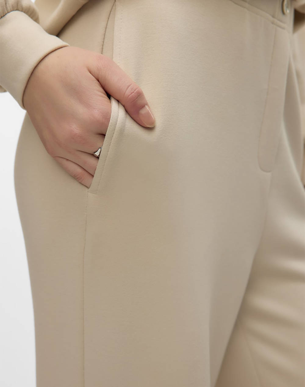 VERO MODA VMHALI HW WIDE PANT JRS GA BOO 10331767-Pumice Stone Ecru φωτογραφία