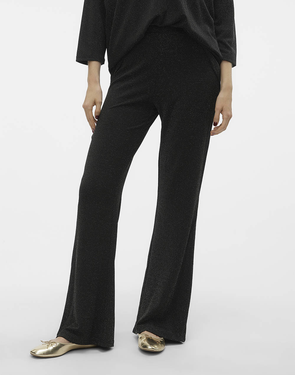 VERO MODA VMKANVA HW PANT JRS GA 10296871-BlackSILVERLUREX Black