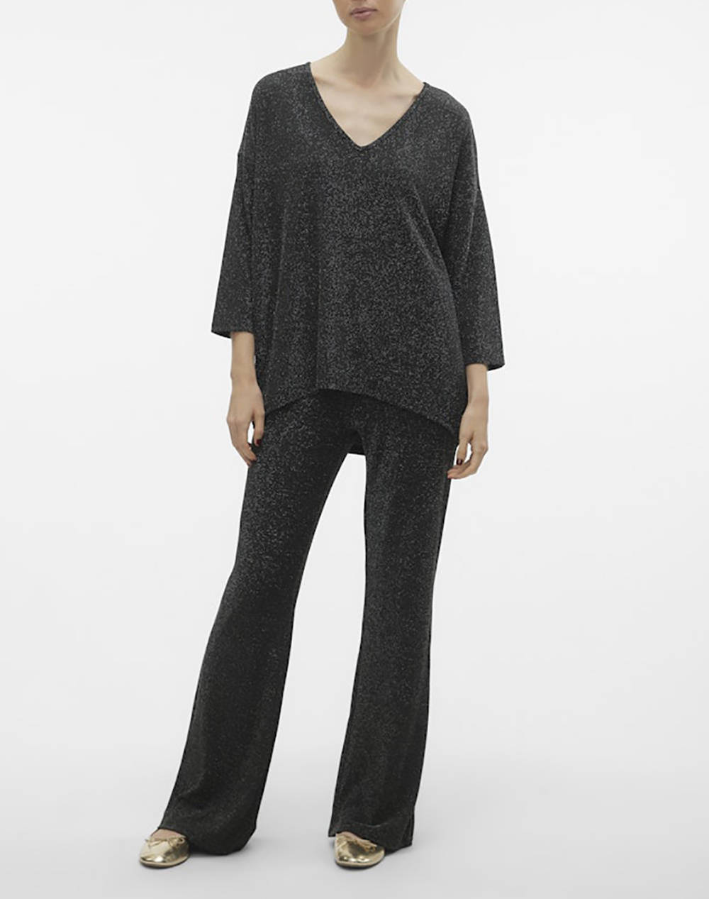 VERO MODA VMKANVA HW PANT JRS GA 10296871-BlackSILVERLUREX Black φωτογραφία