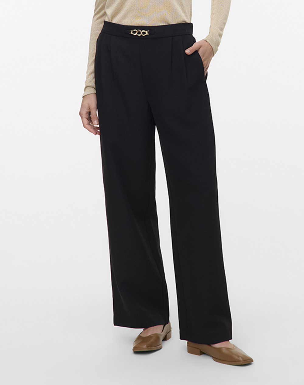 VERO MODA VMHADASSA MW PANT WVN BTQ GA 10337417-BLACK Black
