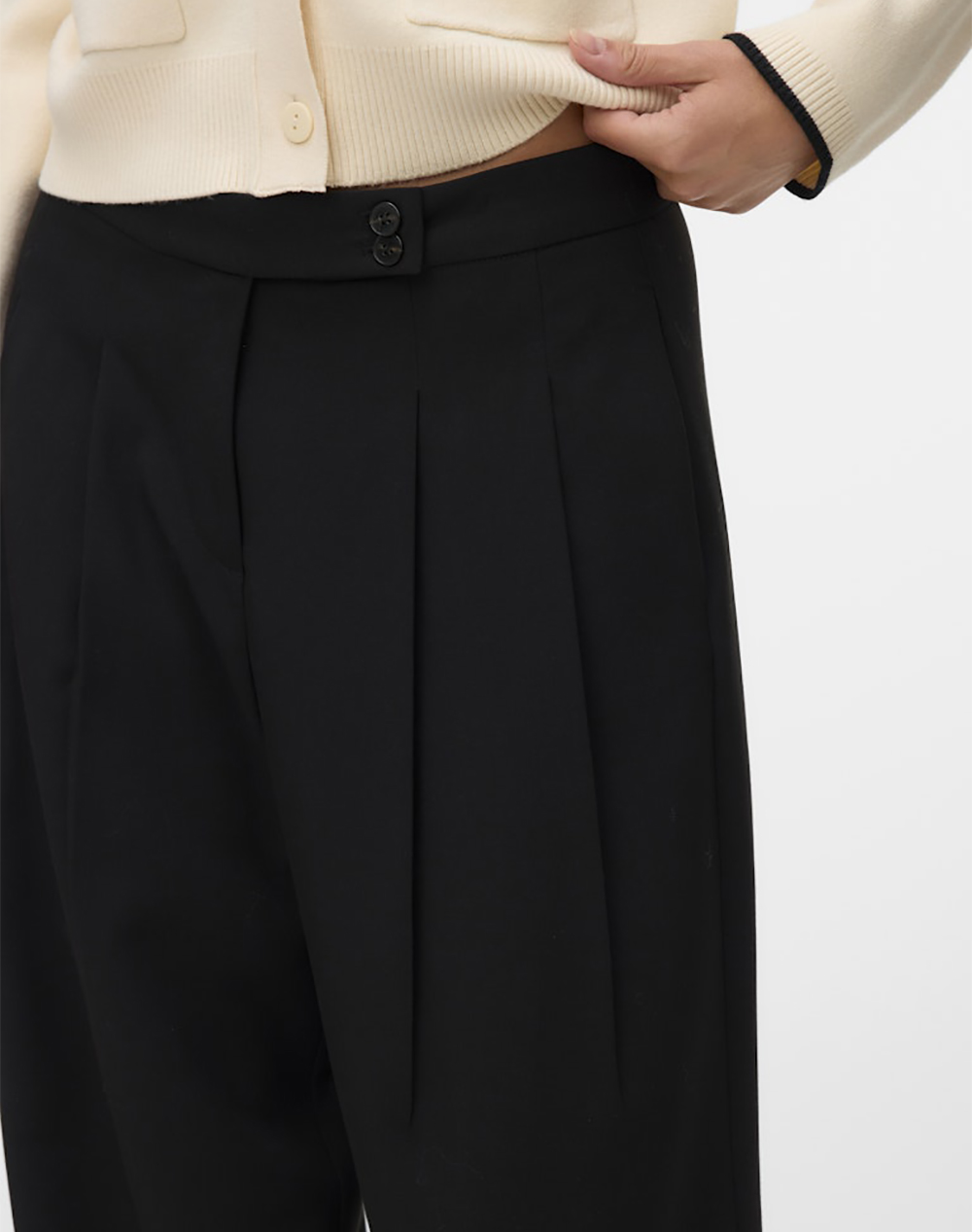 Vero Moda Vmphiline Mw Wide Pant 10338643-Black Black Γυναικεία ρούχα παντελόνια Chinos Politikos Shop Πολιτικός