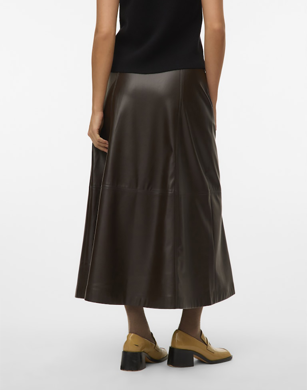VERO MODA VMOLIVE HW COATED ANKLE SKIRT PRM 10335436-Chocolate Torte DarkBrown