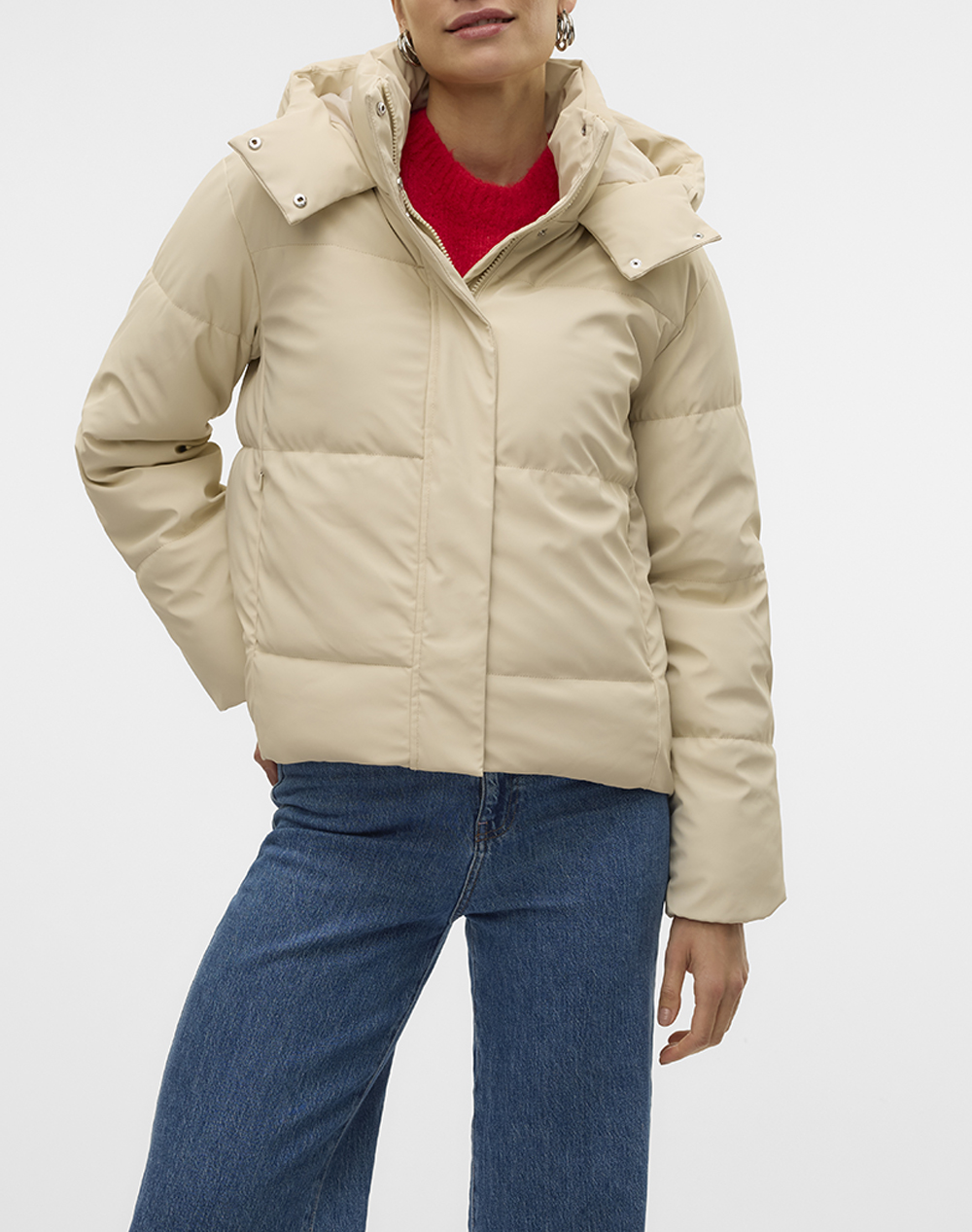 VERO MODA VMGRETAKYLIE SHORT COATED JACKET NOOS 10311315-Oatmeal Biege