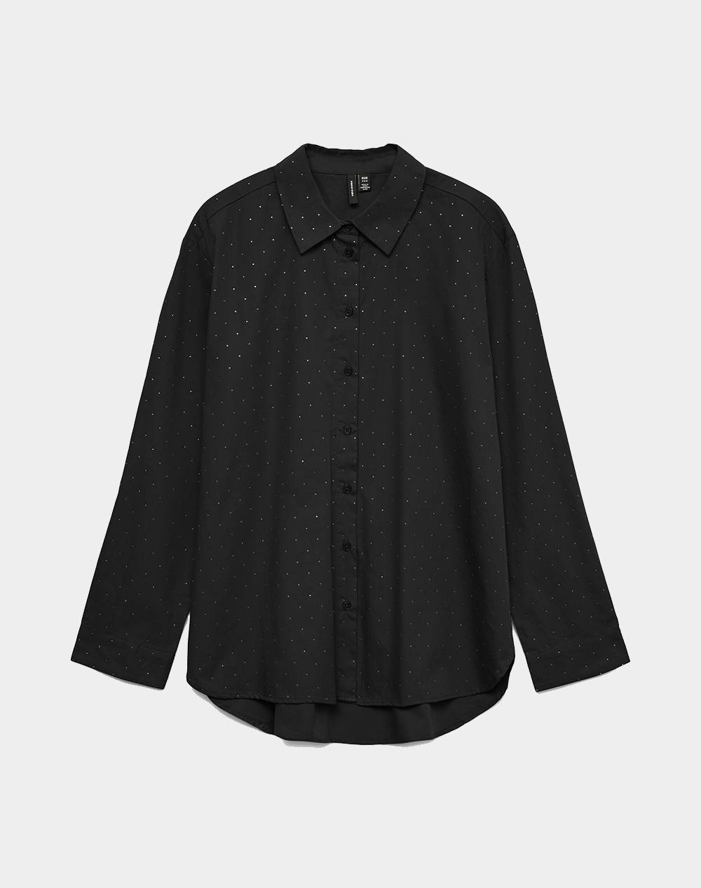 VERO MODA VMINGA RHINE LS SHIRT WVN GA 10332010-BlackBlack stones Black