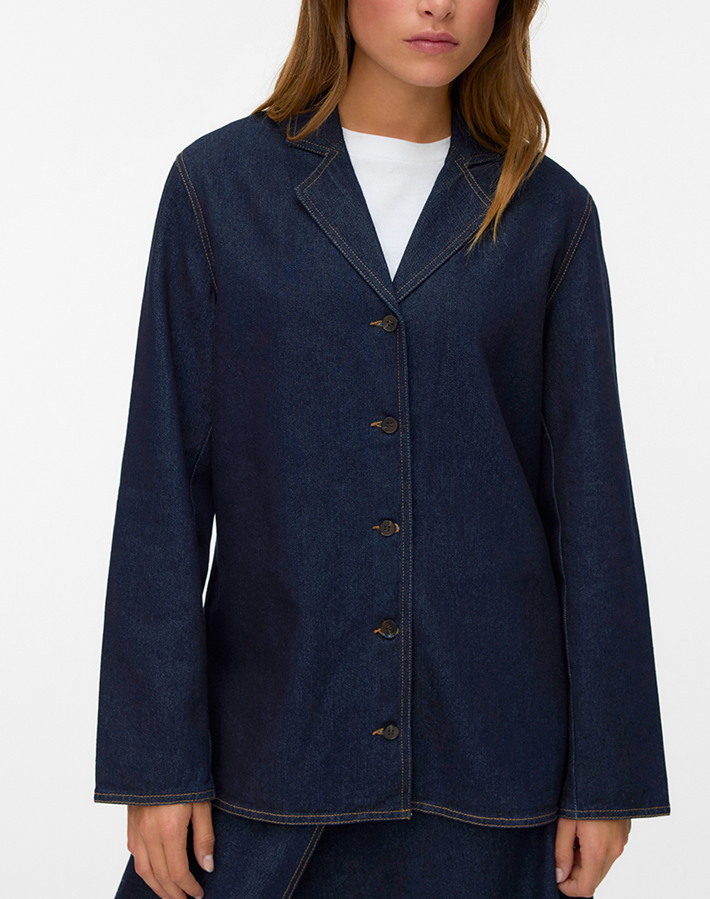 VERO MODA VMKANIKA LS DENIM BLAZER SHIRT SI352 10338071-Dark Blue Denim DenimDarkBlue