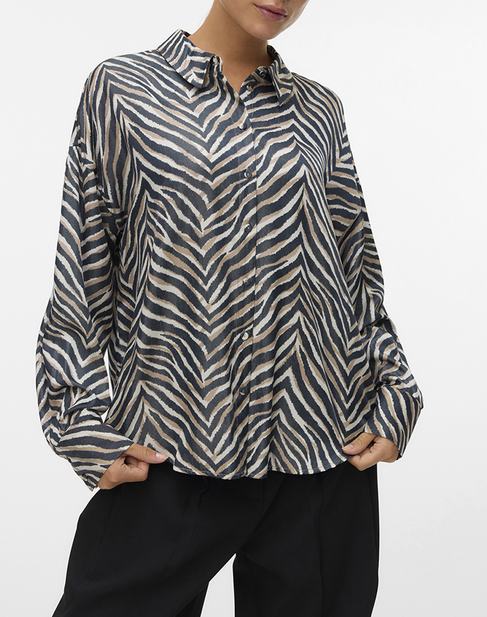 VERO MODA VERO MODA VMVINA SONYA LS SHIRT WVN GA 10337393-BlackSonya Mixed