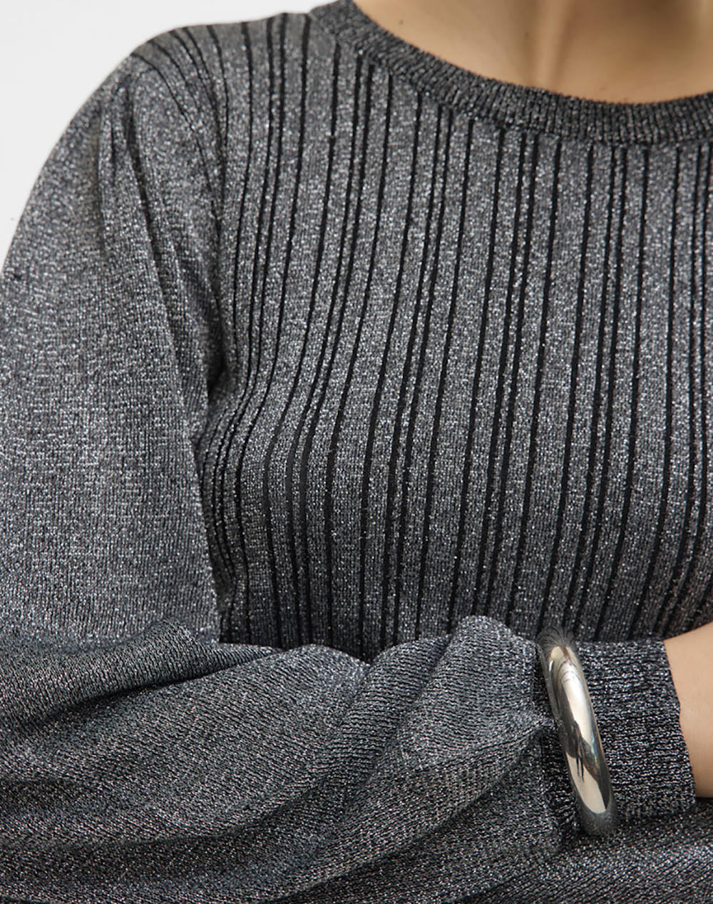 Vero Moda Vmtalia Ls O-Neck Pullover Boo 10331487-Blackw Silverlurex Mixed Γυναικεία ρούχα μπλούζες Πλεκτά Politikos Shop Πολιτικός
