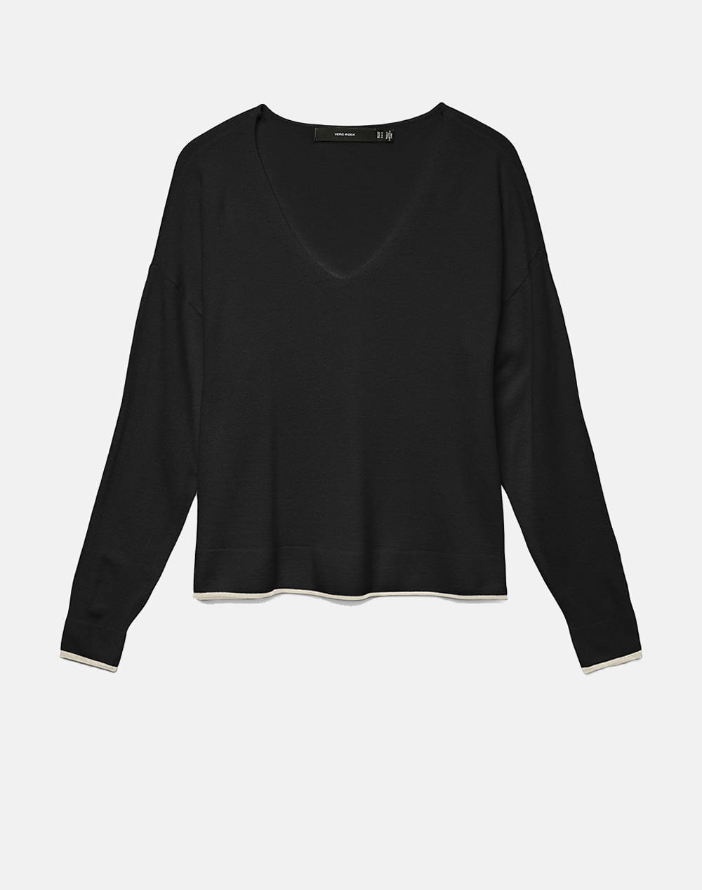 VERO MODA VMBREEZE LS V-NECK PULLOVER BOO 10311090-BlackW. BIRCH CONTRAST JetBlack