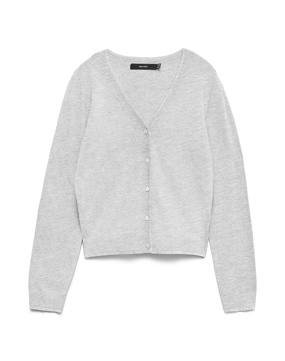 VERO MODA VMHAPPYGLITTER CONTRAS LS V-NK CARDI BOO 10336313-Light Grey MelangeSILVERLUREXCONTRAST LightGray