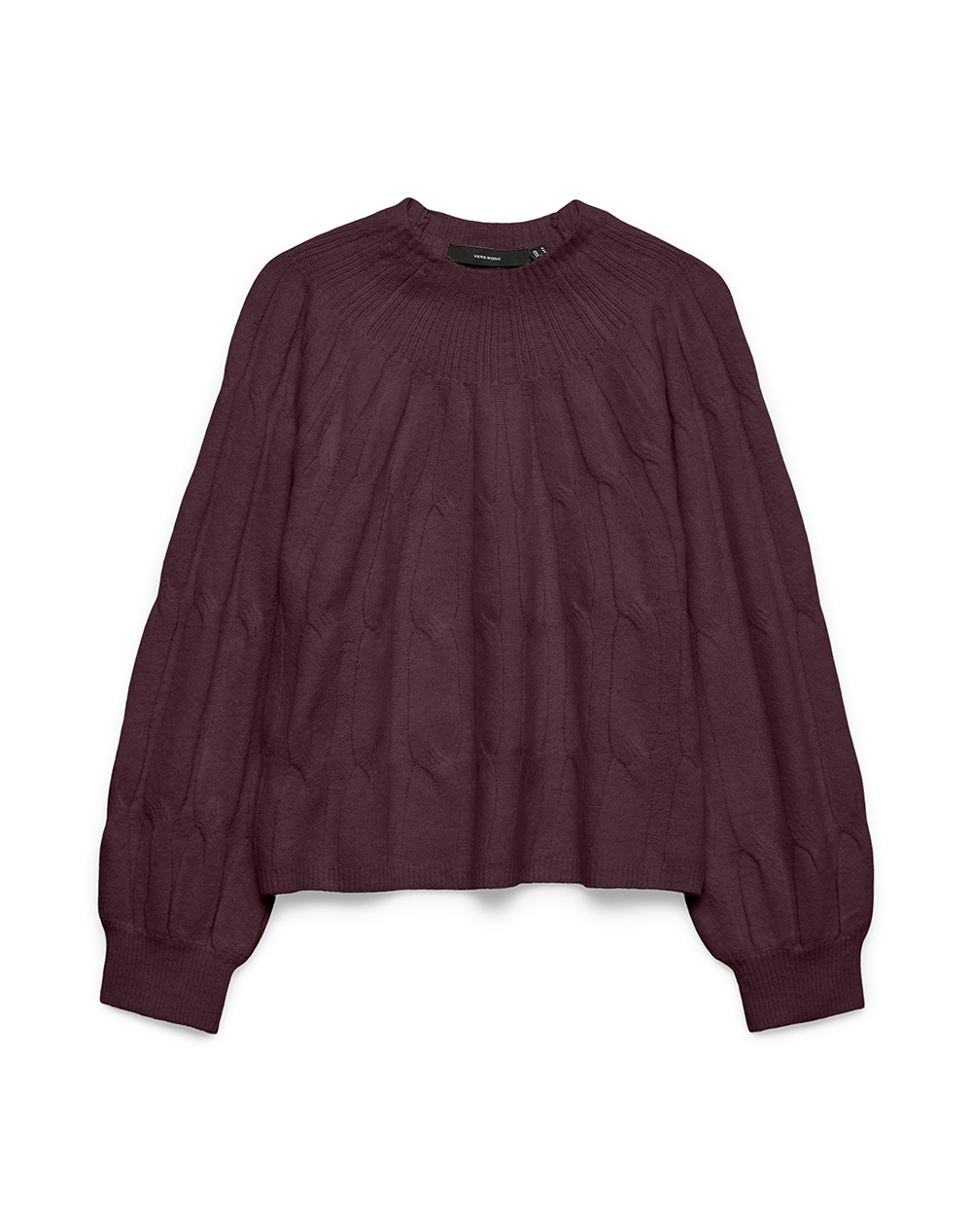 VERO MODA VMGEMINI LS HIGHNECK PULLOVER BF 10331822-WinetastingW.MELANGE DarkRed