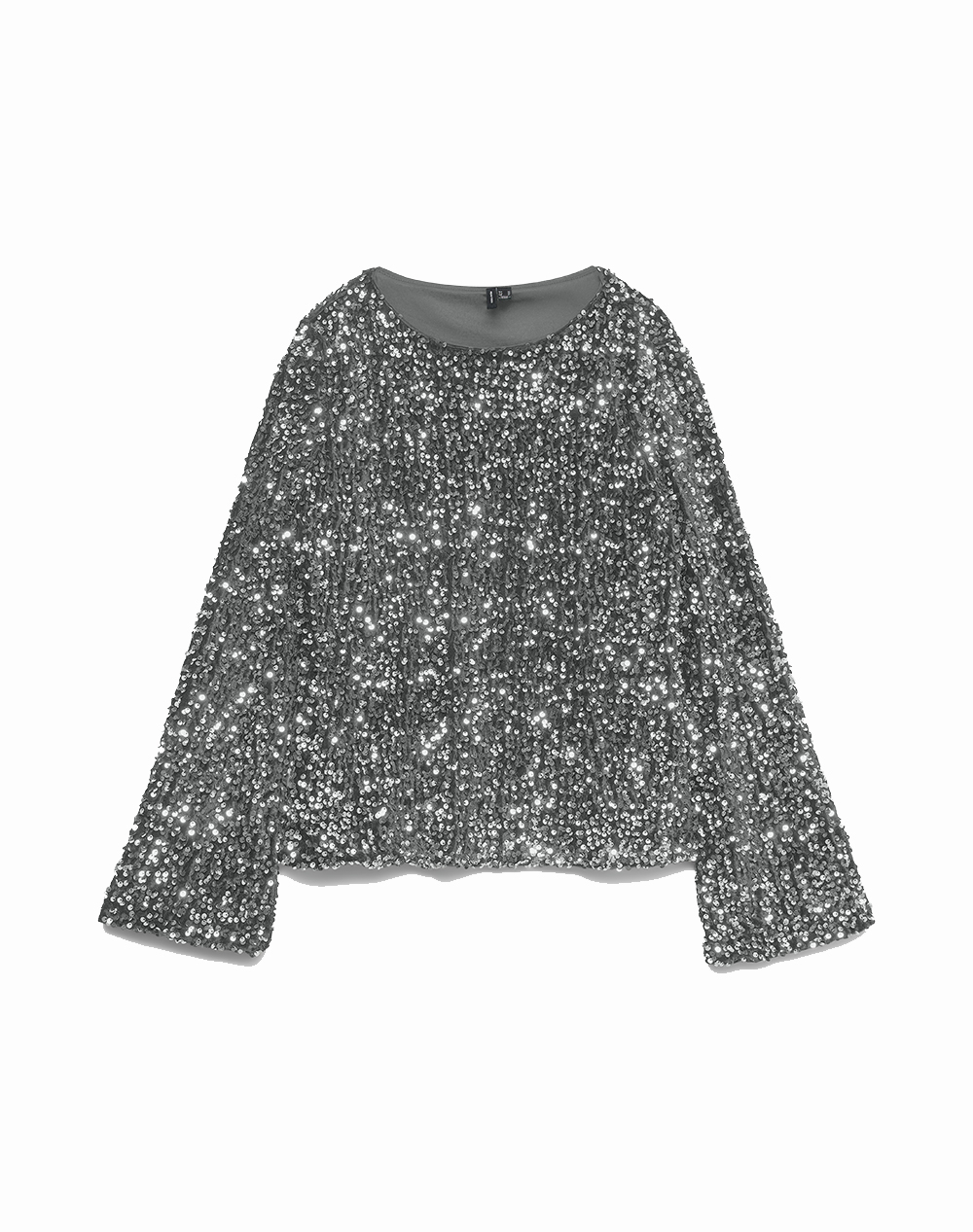 VERO MODA VMBELLA LS BOATNECK SQ TOP JRS GA 10335722-GriffinGriffinsequins MetallicSilver