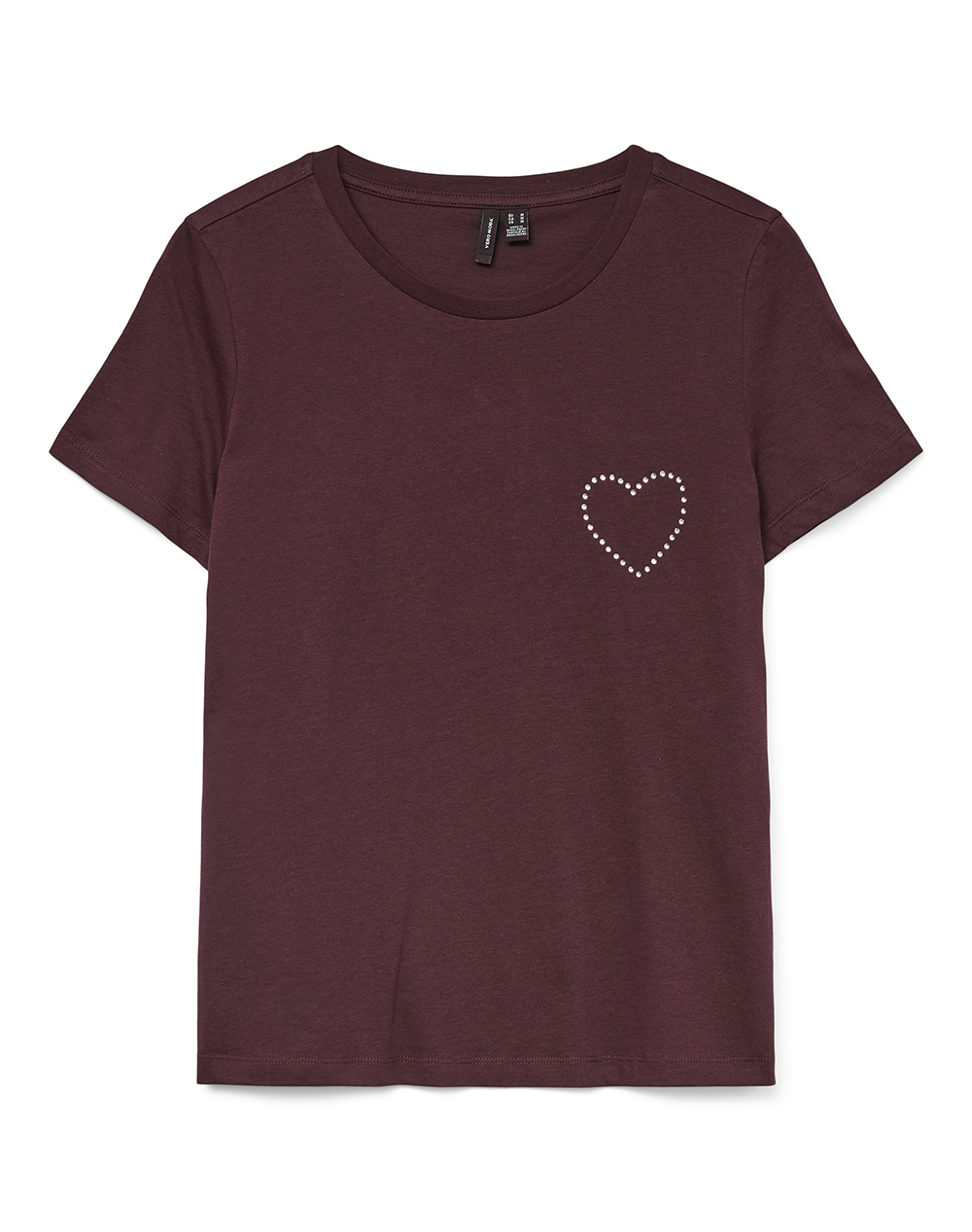 VERO MODA VMLIANA FRANCIS SS TOP BOX GA BF 10333543-WinetastingHEARTRHINESTONES DarkRed