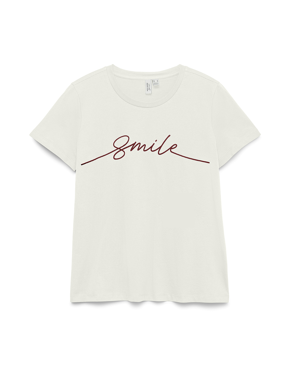 VERO MODA VMGAMI S/S O-NECK T-SHIRT JRS BTQ GA 10335673-Snow WhiteSmileinSyrah OffWhite