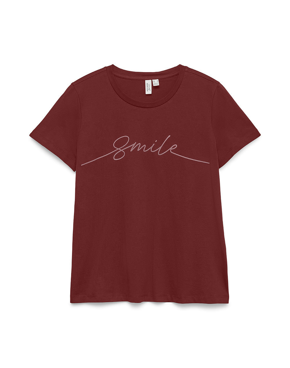 VERO MODA VMGAMI S/S O-NECK T-SHIRT JRS BTQ GA 10335673-SyrahSmileinNostalgicRose Red