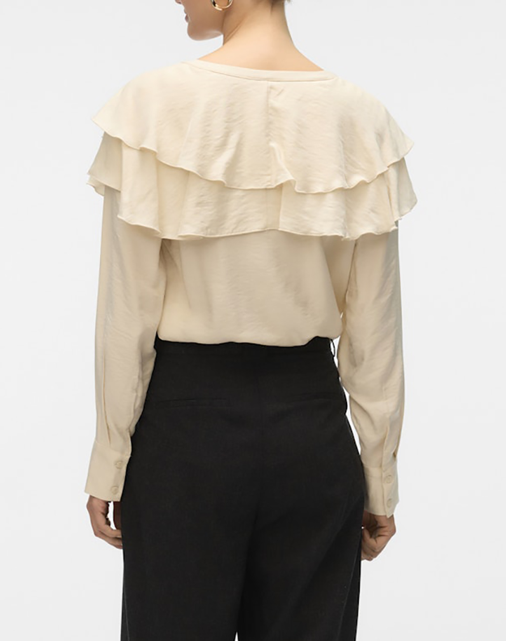 VERO MODA VERO MODA VMLIZZI LS FLOUNCE TOP WVN GA 10335464-Birch Cream - 2