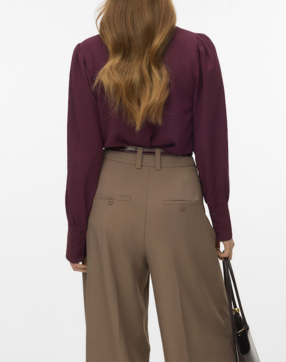 VERO MODA VERO MODA VMESME LS V-NECK TOP WVN GA 10338288-Winetasting Bordeux - 2