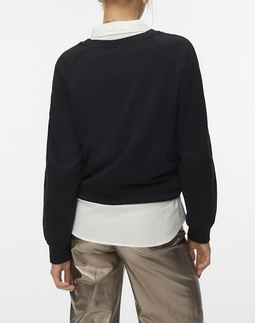 VERO MODA VERO MODA VMHEARTLEY L/S SWEAT JRS BTQ GA 10337668-BlackW.BLACKPEARLDETAIL Black - 2