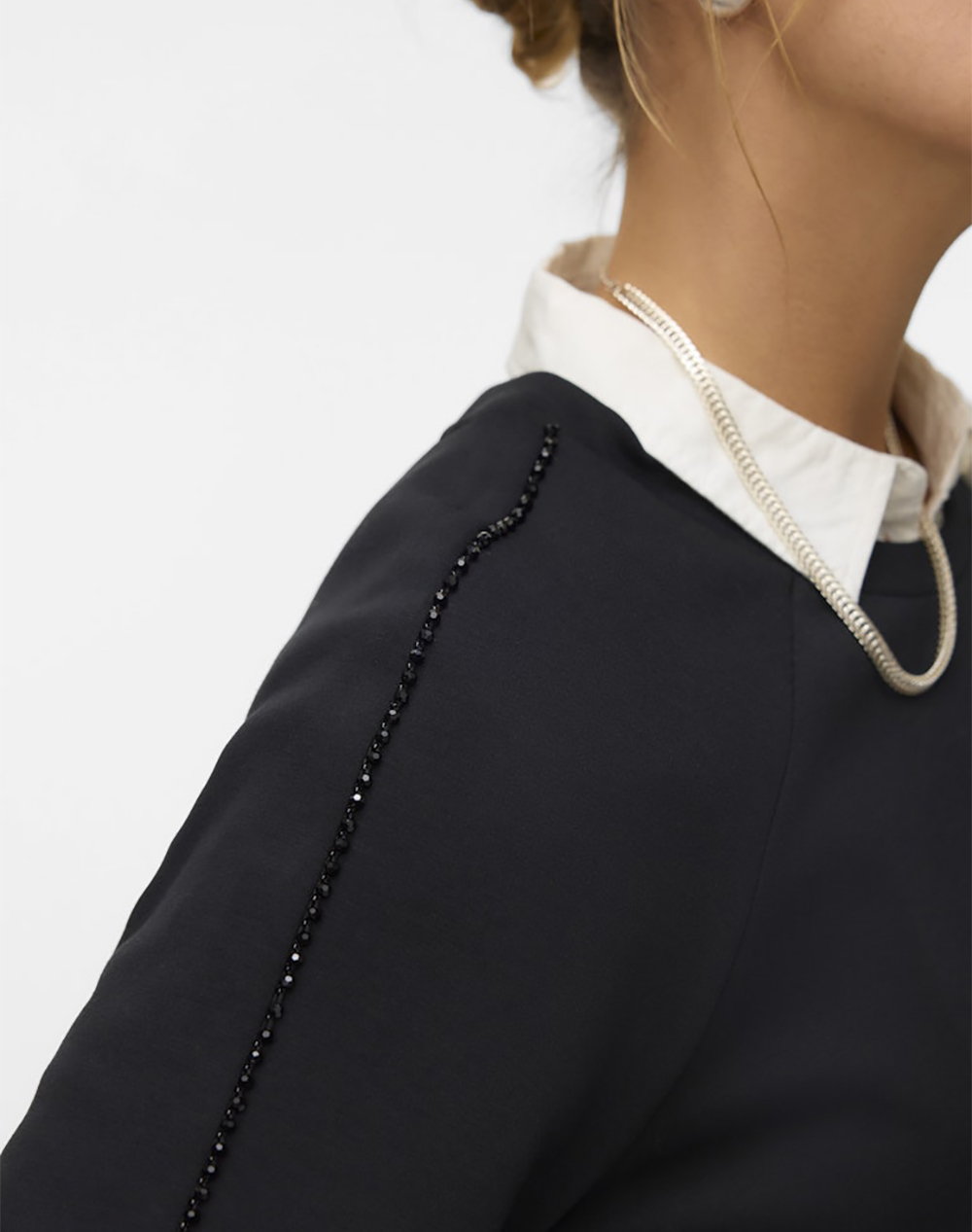 Vero Moda Vmheartley L S Sweat Jrs Btq Ga 10337668-Blackw Blackpearldetail Black Γυναικεία ρούχα μπλούζες φούτερ Politikos Shop Πολιτικός