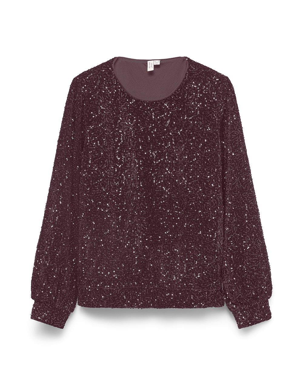 VERO MODA VMHOKA SQ L/S SWEATSHIRT JRS BTQ 10338090-WinetastingWINETASTINGSEQUINS DarkRed
