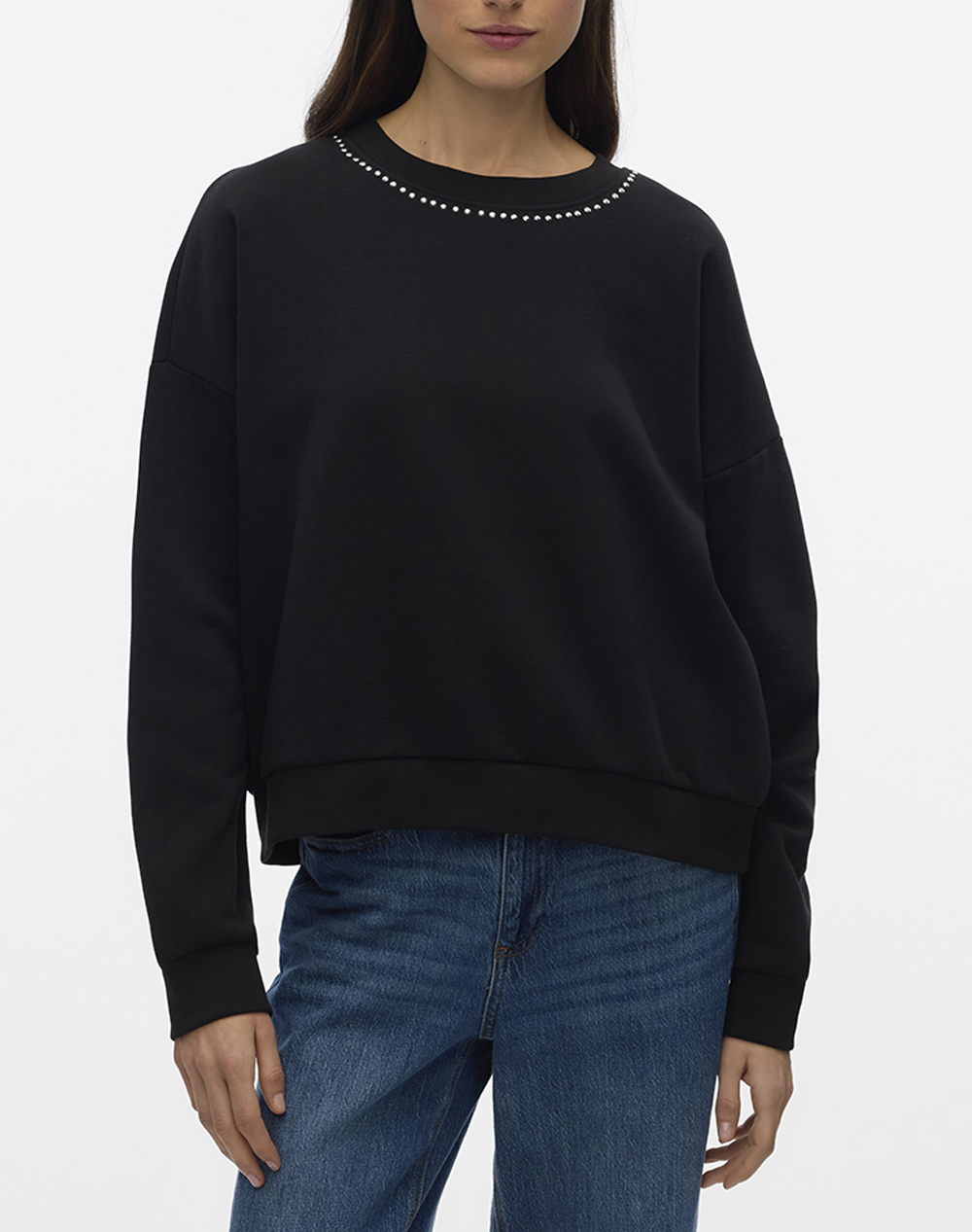 VERO MODA VMLOTTE TRINA LS SWEAT BOX GA BF 10333544-BlackNECKSTUDS Black