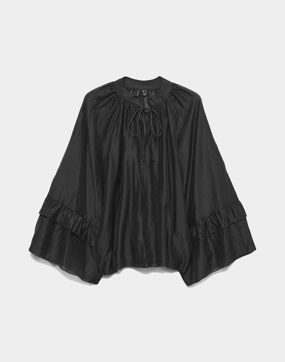 VERO MODA VMJENNA 7/8 FRILL TOP WVN GA 10334441-BLACK Black