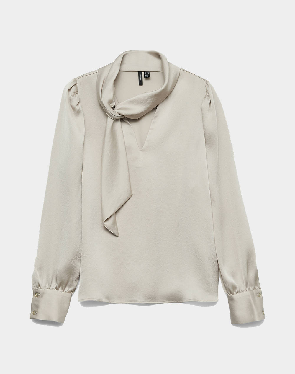 VERO MODA VMNINI CIA LS TOP WVN GA 10336252-Pumice Stone LightGray