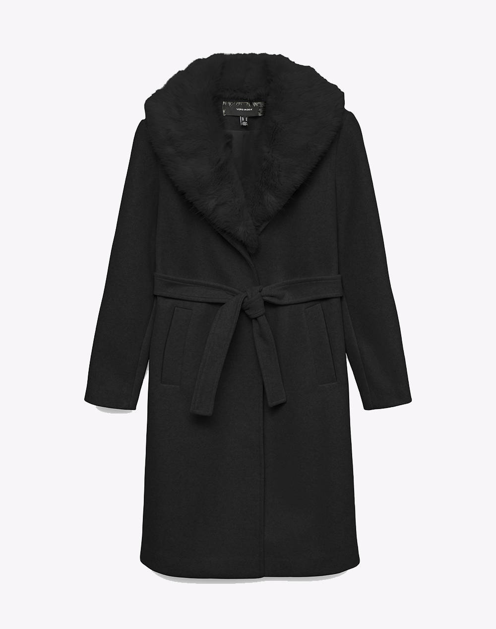 VERO MODA VERO MODA VMAUTUMN DIVA LONG COAT GA 10333658-BlackBLACKFUR Black