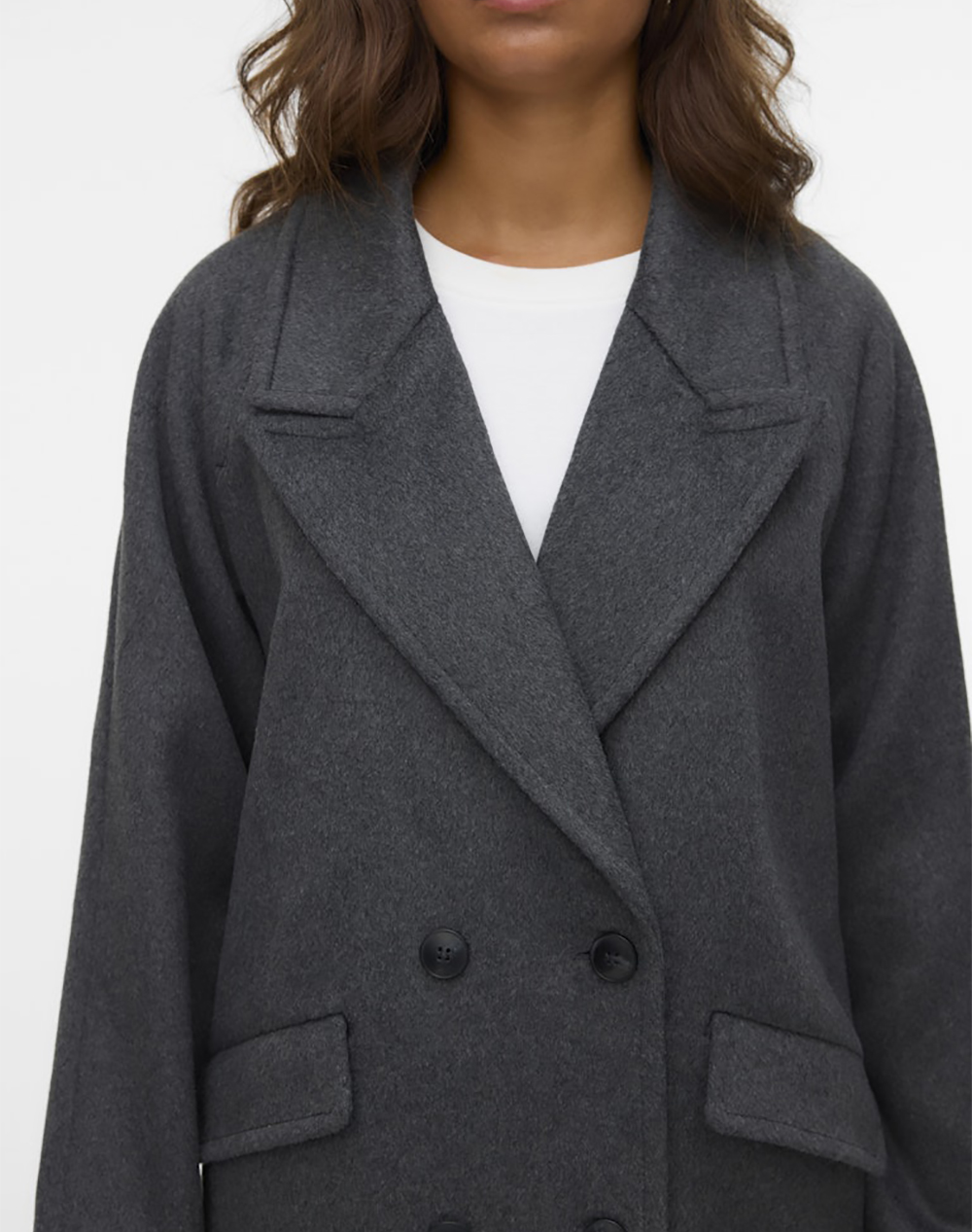VERO MODA VMHARPER LONG WOOL COAT GA NOOS 10320446-Dark Grey Melange DarkGray φωτογραφία