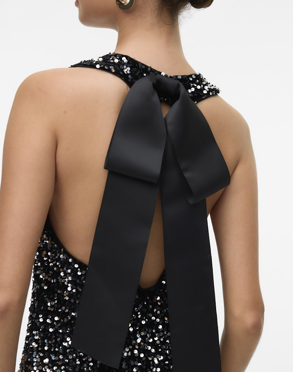 Vero Moda Vmbella Sl O-Neck Short Sq Dress Jrs Ga 10335720-Blacksilversequins Jetblack Γυναικεία ρούχα φορέματα Politikos Shop Πολιτικός