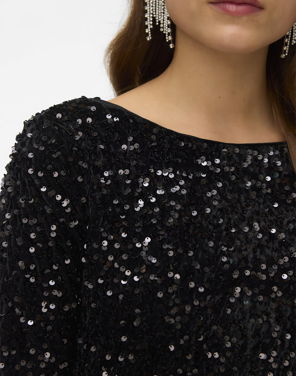 Vero Moda Vmbella Ls Short Sq Dress Jrs Ga 10335717-Blackblacksequins Black Γυναικεία ρούχα φορέματα Politikos Shop Πολιτικός