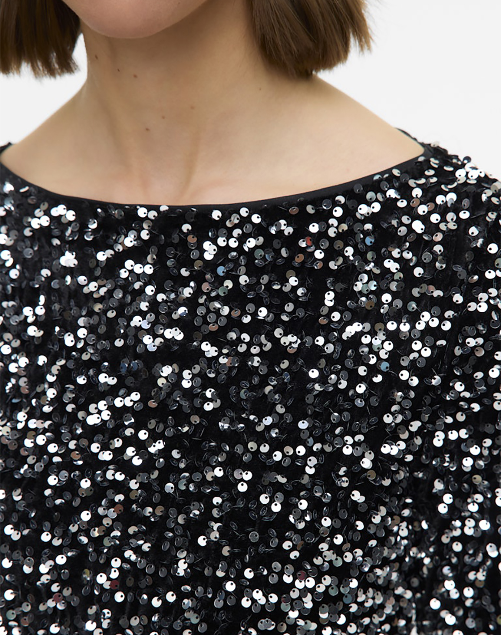 Vero Moda Vmbella Ls Short Sq Dress Jrs Ga 10335717-Blacksilversequins Jetblack Γυναικεία ρούχα φορέματα Politikos Shop Πολιτικός