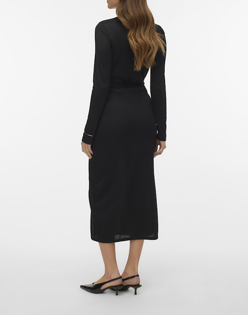 VERO MODA VMLOUISA LS HIGH NECK 7/8 DRESS JRS GA 10336207-BlackSOLID Black φωτογραφία