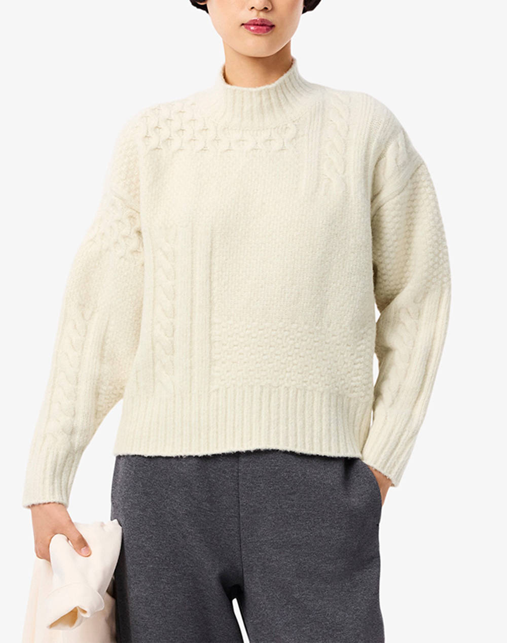 LACOSTE ΠΟΥΛΟΒΕΡ ΜΜ SWEATERS 3AF3974-XFJ Ecru